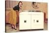 Lady with Washer Dryer, Retro-null-Stretched Canvas