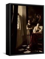 Lady Writing a Letter with Her Maid, circa 1670-Johannes Vermeer-Framed Stretched Canvas