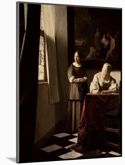 Lady Writing a Letter with Her Maid, circa 1670-Johannes Vermeer-Mounted Giclee Print