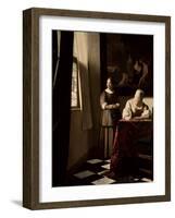 Lady Writing a Letter with Her Maid, circa 1670-Johannes Vermeer-Framed Giclee Print