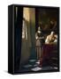 Lady Writing a Letter with Her Maid-Johannes Vermeer-Framed Stretched Canvas