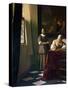 Lady Writing a Letter with Her Maid-Johannes Vermeer-Stretched Canvas