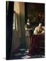 Lady Writing a Letter with Her Maid-Johannes Vermeer-Stretched Canvas