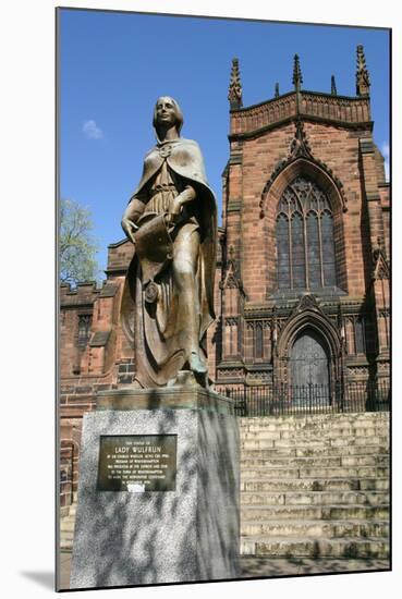 Lady Wulfrun Statue and St Peters Church, Wolverhampton, West Midlands-Peter Thompson-Mounted Photographic Print