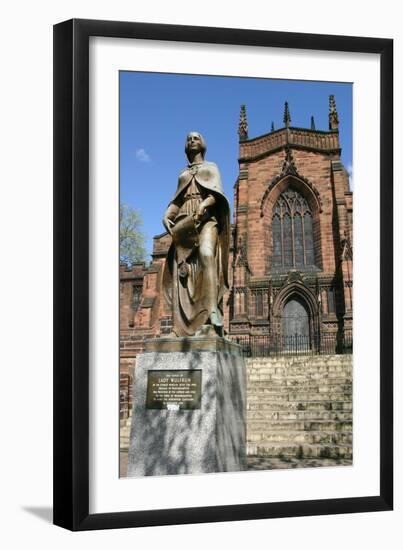 Lady Wulfrun Statue and St Peters Church, Wolverhampton, West Midlands-Peter Thompson-Framed Photographic Print