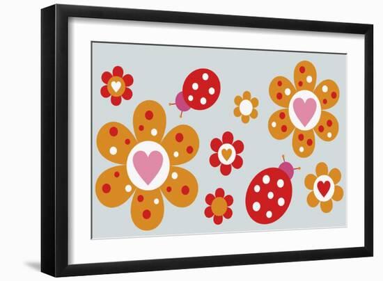 Ladybird Flowers-Carla Martell-Framed Giclee Print