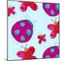 Ladybugs and Butterflies Pattern-null-Mounted Giclee Print