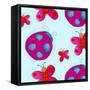 Ladybugs and Butterflies Pattern-null-Framed Stretched Canvas