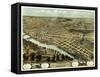 Lafayette, Indiana - Panoramic Map-Lantern Press-Framed Stretched Canvas