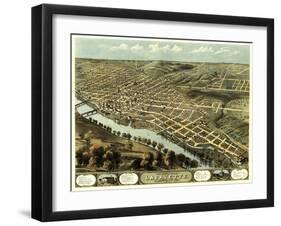 Lafayette, Indiana - Panoramic Map-Lantern Press-Framed Art Print