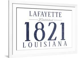 Lafayette, Louisiana - Established Date (Blue)-Lantern Press-Framed Art Print