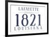 Lafayette, Louisiana - Established Date (Blue)-Lantern Press-Framed Art Print