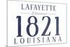 Lafayette, Louisiana - Established Date (Blue)-Lantern Press-Mounted Art Print