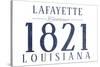 Lafayette, Louisiana - Established Date (Blue)-Lantern Press-Stretched Canvas