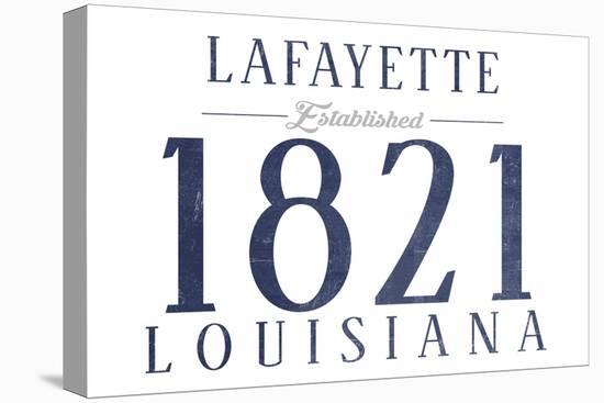 Lafayette, Louisiana - Established Date (Blue)-Lantern Press-Stretched Canvas