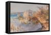 Lago Di Bracciano (W/C on Paper)-Onorato Carlandi-Framed Stretched Canvas