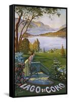 Lago Di Como Poster-Elio Ximenes-Framed Stretched Canvas