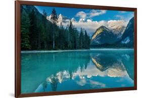 Lago di Landro at dawn, Dolomite Mountains, Italy-David Noton-Framed Photographic Print