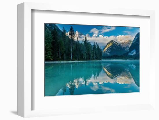 Lago di Landro at dawn, Dolomite Mountains, Italy-David Noton-Framed Photographic Print