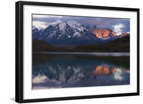 Lago Pehoe with Horn of Torres del Paine, Patagonia, Magellanic, Chile-Pete Oxford-Framed Photographic Print