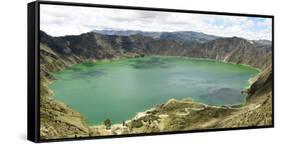 Lago Quilotoa, caldera lake in extinct volcano in central highlands of Andes, Ecuador, South Americ-Tony Waltham-Framed Stretched Canvas