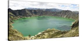 Lago Quilotoa, caldera lake in extinct volcano in central highlands of Andes, Ecuador, South Americ-Tony Waltham-Stretched Canvas