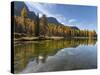 Lago San Pellegrino during fall at Passo San Pellegrino in the Dolomites, Italy.-Martin Zwick-Stretched Canvas