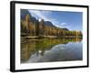 Lago San Pellegrino during fall at Passo San Pellegrino in the Dolomites, Italy.-Martin Zwick-Framed Photographic Print