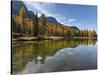 Lago San Pellegrino during fall at Passo San Pellegrino in the Dolomites, Italy.-Martin Zwick-Stretched Canvas