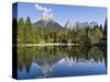 Lago Welsperg. Valle del Canali in the mountain range Pale di San Martino, Italy.-Martin Zwick-Stretched Canvas