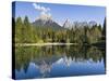 Lago Welsperg. Valle del Canali in the mountain range Pale di San Martino, Italy.-Martin Zwick-Stretched Canvas