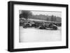 Lagonda passing R Childes crashed Lea-Francis, BARC 6-Hour Race, Brooklands, Surrey, 1929-Bill Brunell-Framed Photographic Print