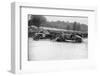 Lagonda passing R Childes crashed Lea-Francis, BARC 6-Hour Race, Brooklands, Surrey, 1929-Bill Brunell-Framed Photographic Print