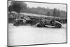 Lagonda passing R Childes crashed Lea-Francis, BARC 6-Hour Race, Brooklands, Surrey, 1929-Bill Brunell-Mounted Photographic Print