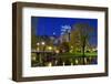 Lagoon Bridge and Skyline of Boston, Massachusetts from the Boston Public Gardens.-SeanPavonePhoto-Framed Photographic Print