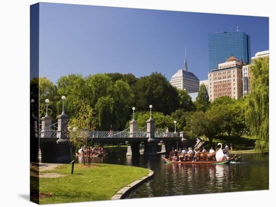 Lagoon Bridge and Swan Boat in the Public Garden, Boston, Massachusetts, United States of America-Amanda Hall-Stretched Canvas