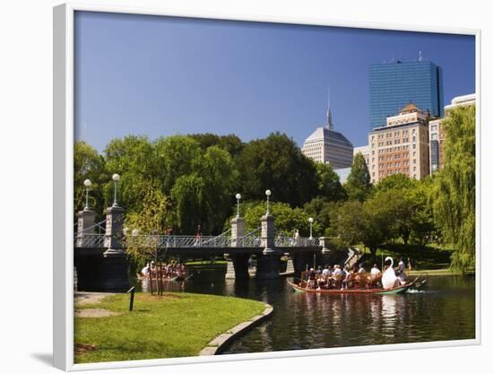 Lagoon Bridge and Swan Boat in the Public Garden, Boston, Massachusetts, United States of America-Amanda Hall-Framed Photographic Print