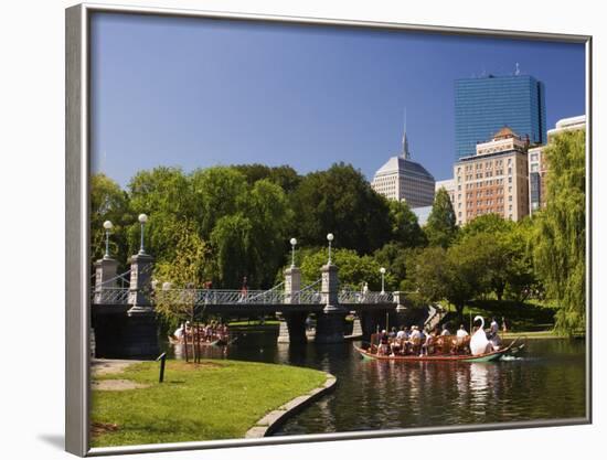 Lagoon Bridge and Swan Boat in the Public Garden, Boston, Massachusetts, United States of America-Amanda Hall-Framed Photographic Print