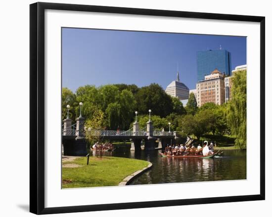 Lagoon Bridge and Swan Boat in the Public Garden, Boston, Massachusetts, United States of America-Amanda Hall-Framed Photographic Print