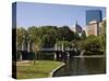 Lagoon Bridge in the Public Garden, Boston, Massachusetts, USA-Amanda Hall-Stretched Canvas