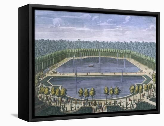 Lagoon in the Garden of Versailles-Ferdinand Delamonce-Framed Stretched Canvas