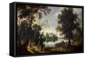 Lagoon Landscape, 17th century,-Sebastian Vrancx-Framed Stretched Canvas