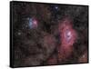 Lagoon Nebula and Trifid Nebula in Sagittarius-null-Framed Stretched Canvas