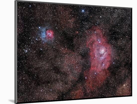 Lagoon Nebula and Trifid Nebula in Sagittarius-null-Mounted Photographic Print