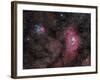Lagoon Nebula and Trifid Nebula in Sagittarius-null-Framed Photographic Print