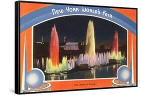 Lagoon of Nations at Night, New York World's Fair, 1939-null-Framed Stretched Canvas