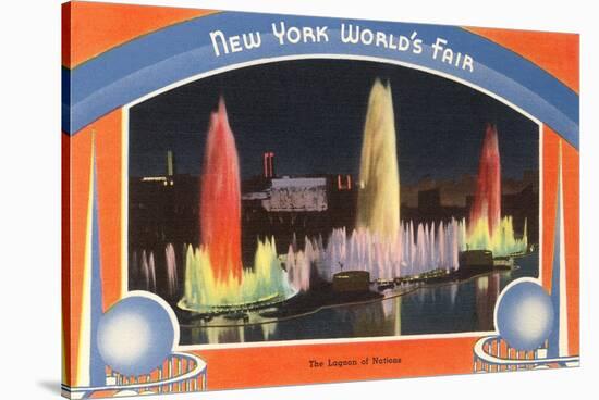 Lagoon of Nations at Night, New York World's Fair, 1939-null-Stretched Canvas