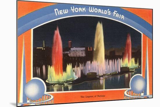 Lagoon of Nations at Night, New York World's Fair, 1939-null-Mounted Art Print