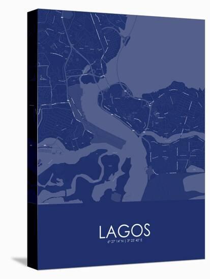 Lagos, Nigeria Blue Map-null-Stretched Canvas