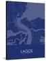 Lagos, Nigeria Blue Map-null-Stretched Canvas